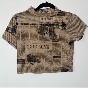 Sheer Brown Dragon Crop Top